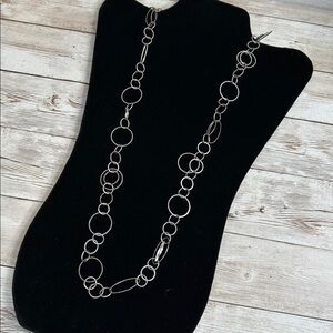 New York and Co Long Silver Chain Necklace